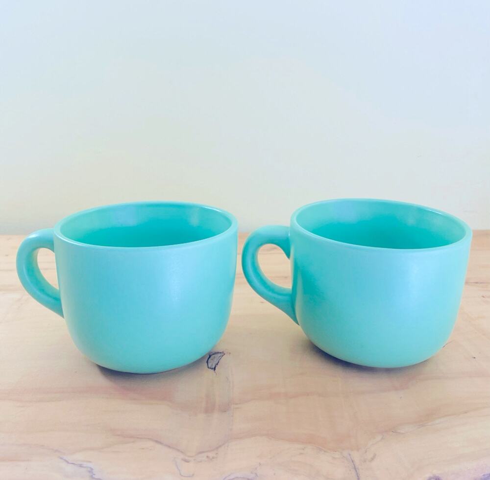 Vtg DUO CAI Mint Pistachio Green Coffee Mugs Cups Tea Mug Cup Ceramic
